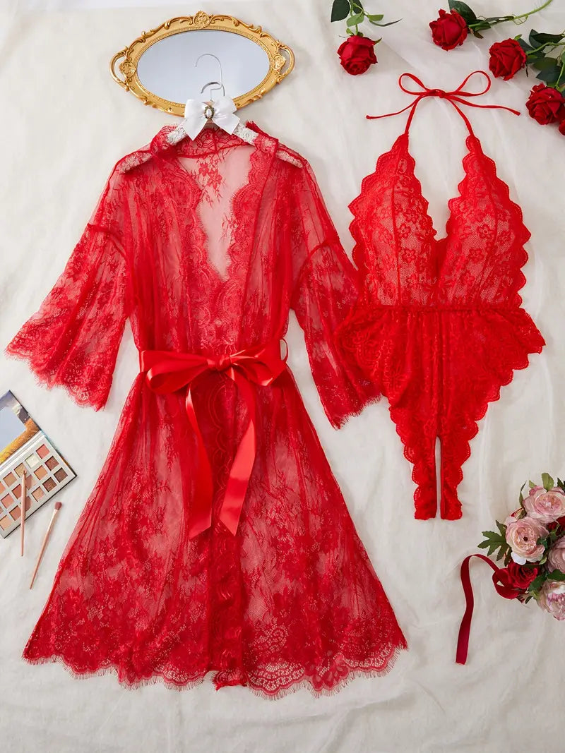 Body con scollo profondo di pizzo