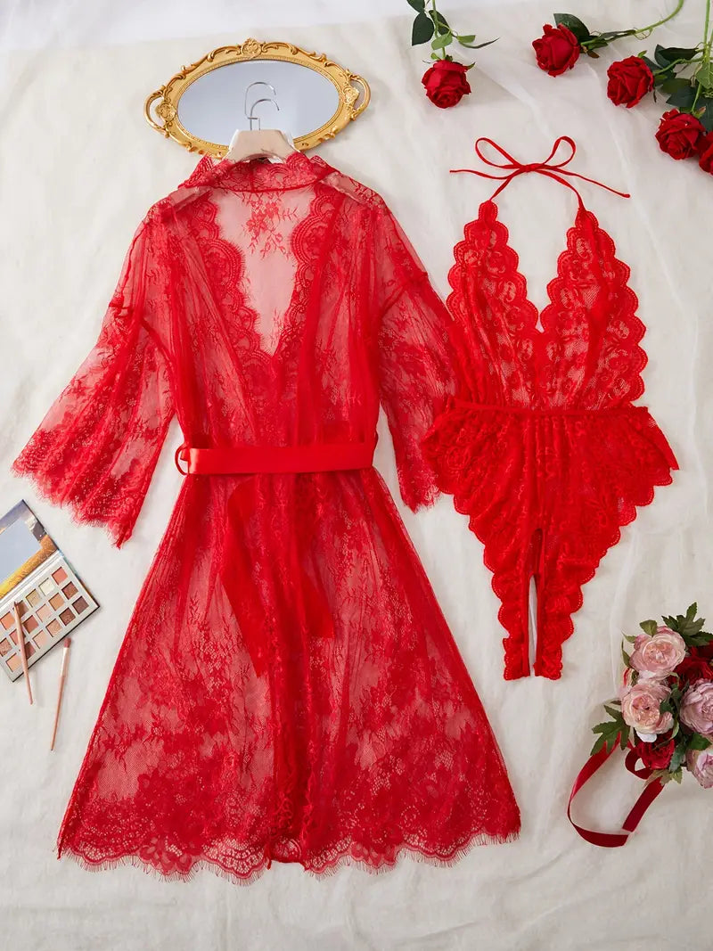 Body con scollo profondo di pizzo