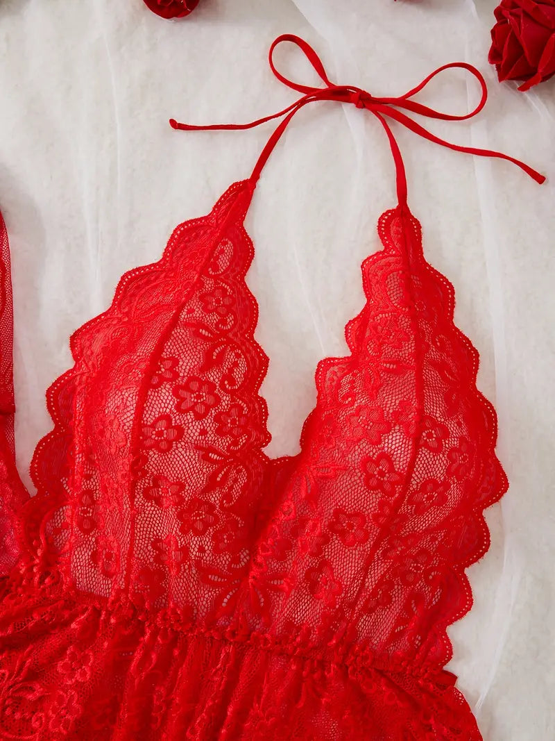 Body con scollo profondo di pizzo