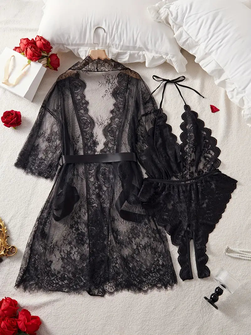 Body con scollo profondo di pizzo