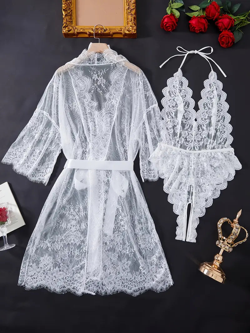 Body con scollo profondo di pizzo